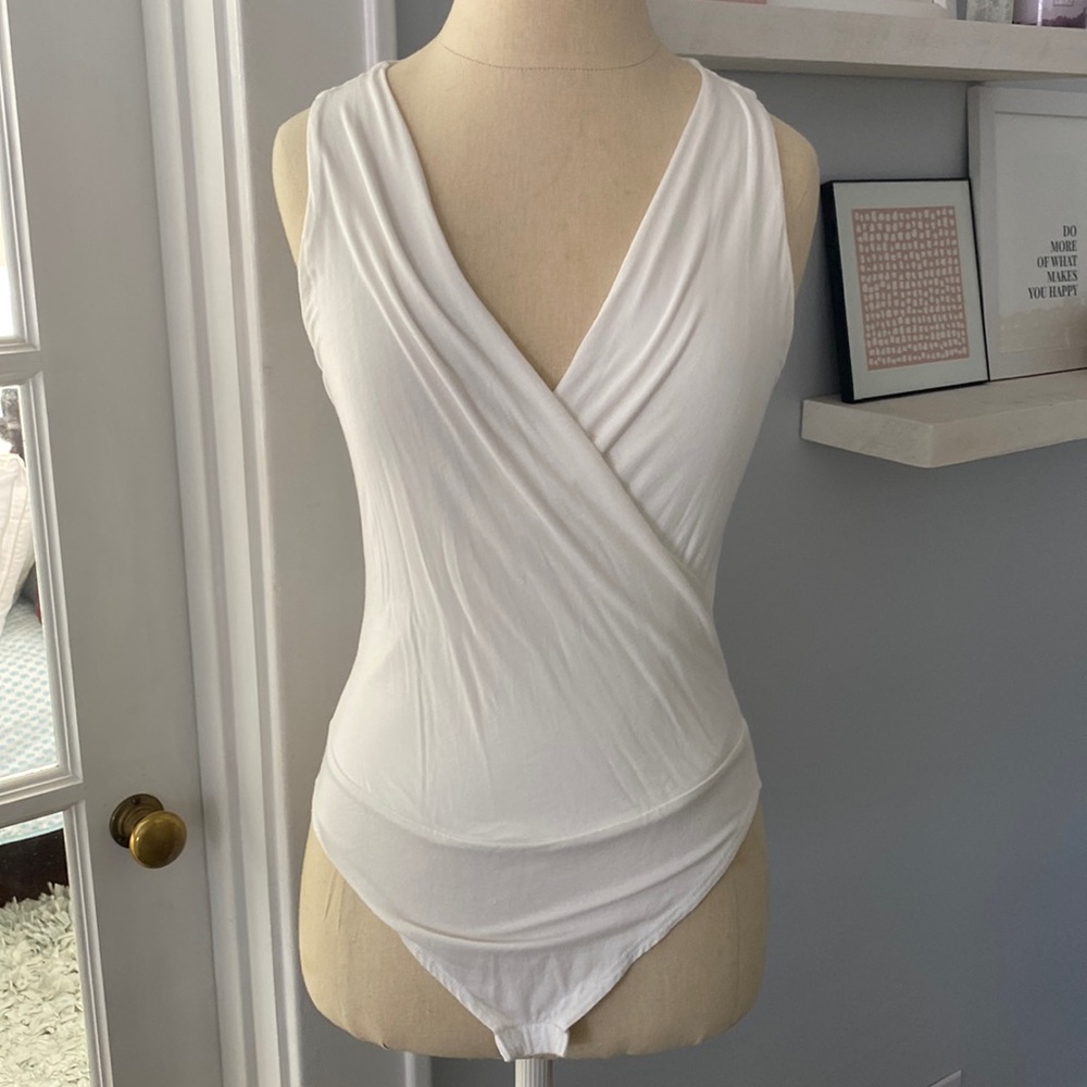 Classic cream wrap front bodysuit
